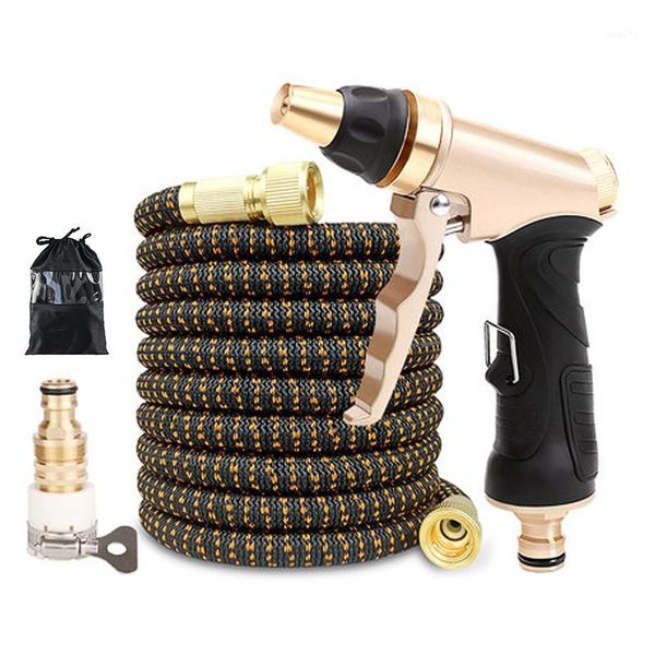 

25ft-100ft garden hose expandable magic watering hose for garden plastic flexible high pressure car wash hoses metal spray gun1