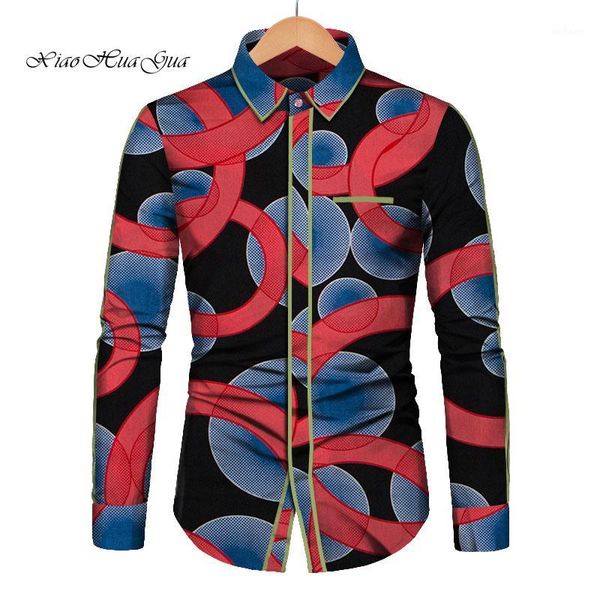 

2019 african men clothes african shirt for men private custom long sleeve notched collar casual men's shirt 100% cotton wyn9181, Red