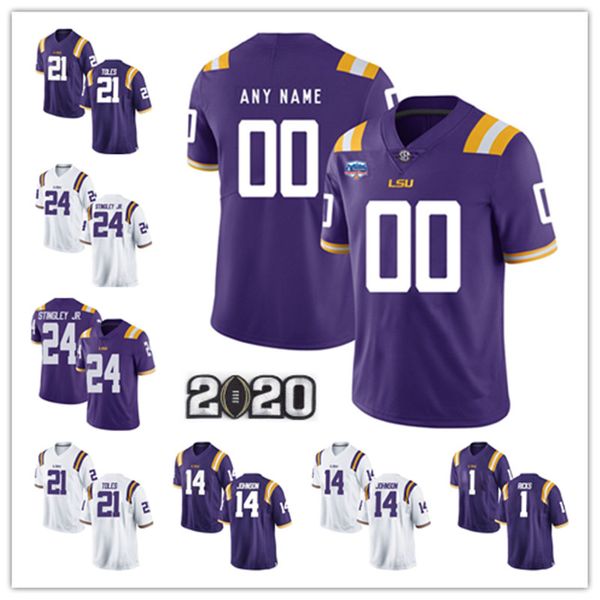 

mens lsu tigers max johnson football jersey # 24 derek stingley jr. 1 eli ricks 21 jordn toles lsu tigers jersey s-3xl, Black