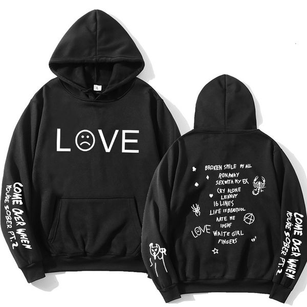 

2021 new lil peep hoodies love men's hooded sweatshirt pullover hoody men / women sudaderas cry baby hip hop streetwear fashion hoodie, Black