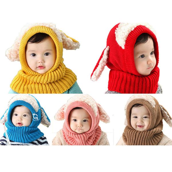 

scarf hat children's in autumn warm and winter, Red;brown