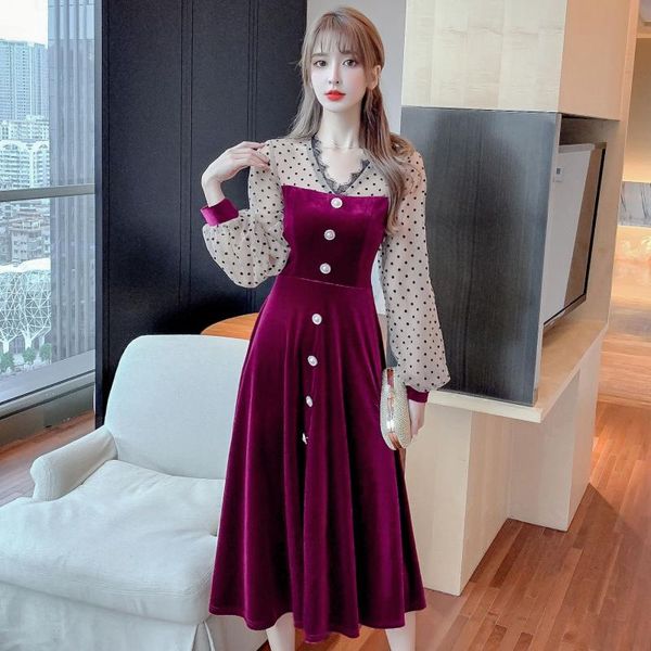 

coigarsam french style women one-piece dress korean new vintage dresses red black 599, Black;gray