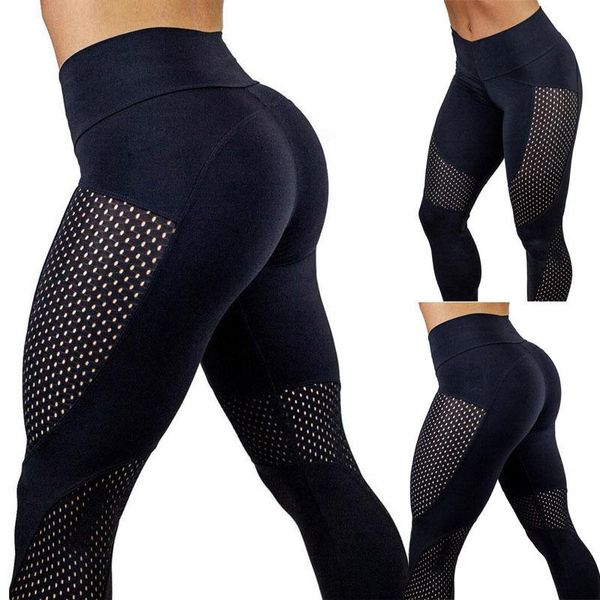 

women breathable mesh yoga pants solid high waist fitness leggings womens mesh sports gym workout push up trousers, White;red