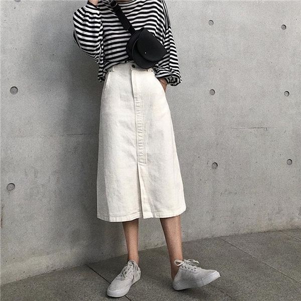 

denim skirt women korean summer fashion high waist pockets skirts womens soild female saias 2019 new casual jeans skirt ds50447, Black