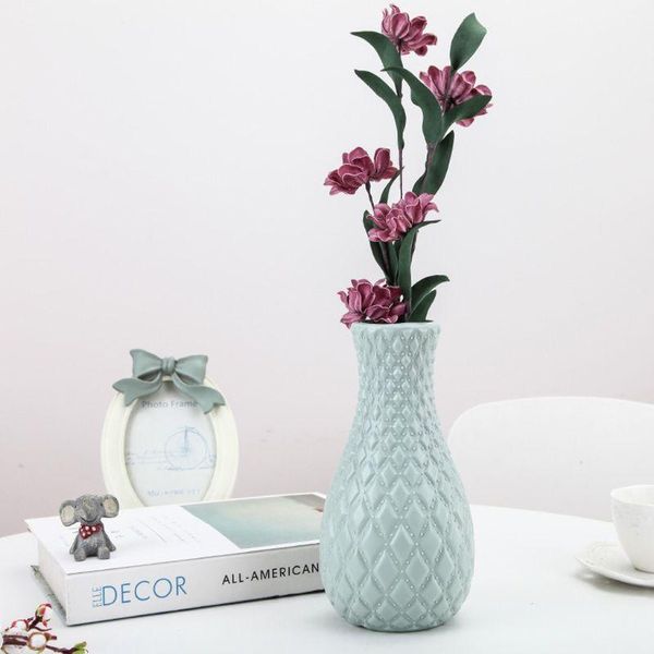 

nordic style plastic vase imitation ceramic flower pot container home decoration1