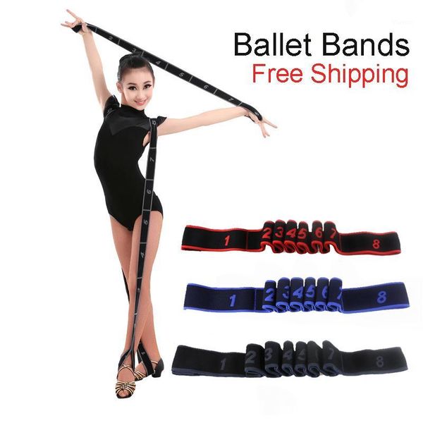 

ballet stretch bands yoga band foot loop dance gymnastics training latin elastic band for dancers stretching exercise1, Black;red