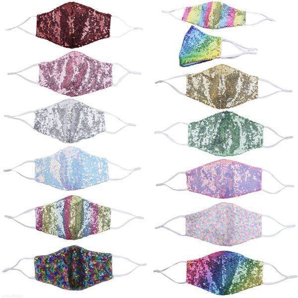 

new magic sequins fashion face masks bling bling sequin washable soft cotton inside for women party masks designer face masks