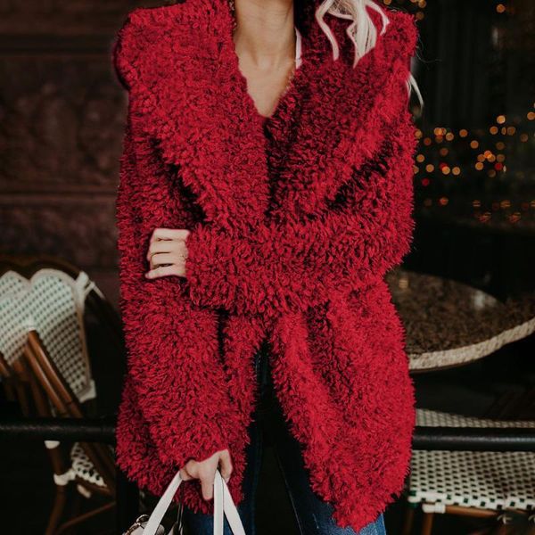 

women's wool & blends 2021 fashion shaggy women pink faux fur coat autumn winter warm plush teddy female oversize party outwear, Black