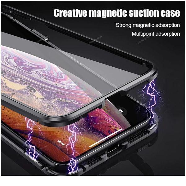 

metal magnetic double side glass phone case for xiaomi redmi note 7 8a k20 k30 pro phone cover for xia jllsvn