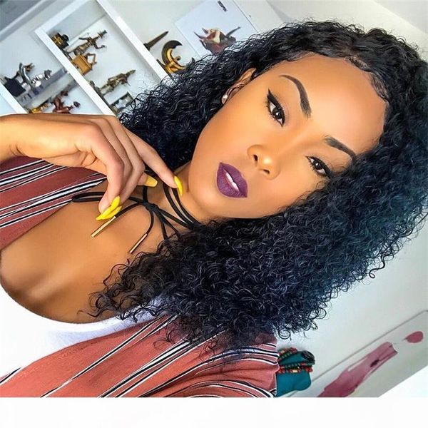 

8a 100% unprocessed virgin remy human hair deep wave new natural color long full lace wig no shedding for women, Black;brown