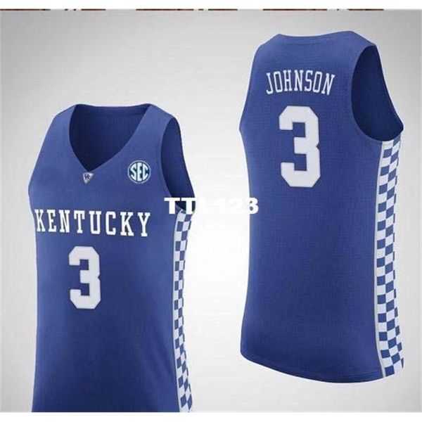 

vintage men kentucky wildcats keldon johnson #3 college real embroidery jersey size s-4xl or custom any name or number jersey, Black