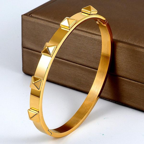 

bangle stainless steel rivet cuff charm bangles men women wedding party lucky bracelets jewelry pulsera, Black