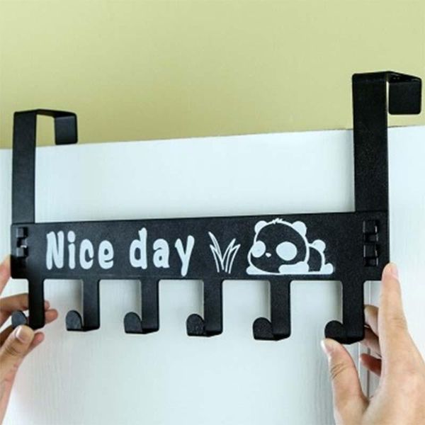 

hooks & rails 6-hook bathroom organizer hanger titanium steel home kitchen over door hanging storage rack holder p7ding