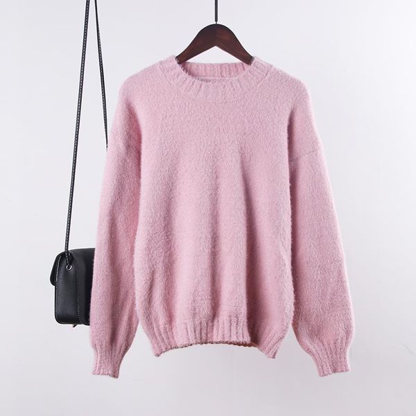 

хирсионные свитер женщины 2019 зимняя норка кашемировые пуловеры случайные o шеи мягкие теплые джемпер осень мохэр свитера тянут femme sqcpq, White;black