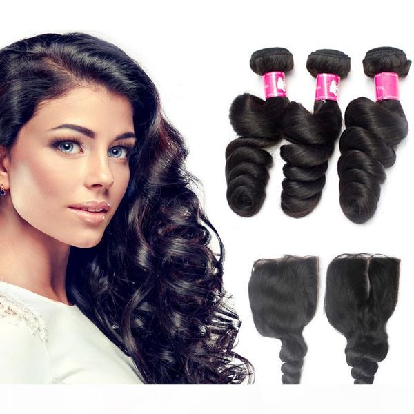 

7a virgin brazilian loose wave bundles with closoure unprocessed peruvian loose wave 1b black loose wave hair with closure