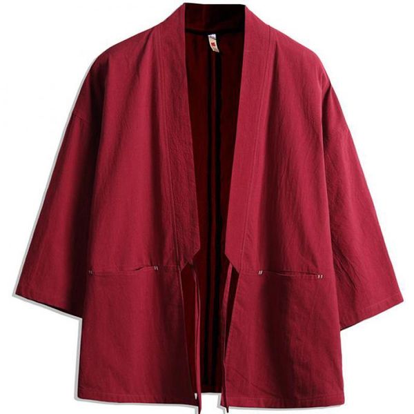 

japanese kimono cardigan harajuku men red cotton kimono haori yukata traditional male japanese samurai clothing plus size 5xl