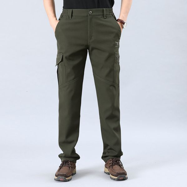 

2021 new winter thicken outdoor trekking thick fleece lined warm pants elastic waist quality trousers 73ay, Black
