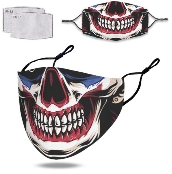 

with 2 filters clown face mask designers fashion masks funny devil skeleton mouth facemask halloween christmas party masks f102304