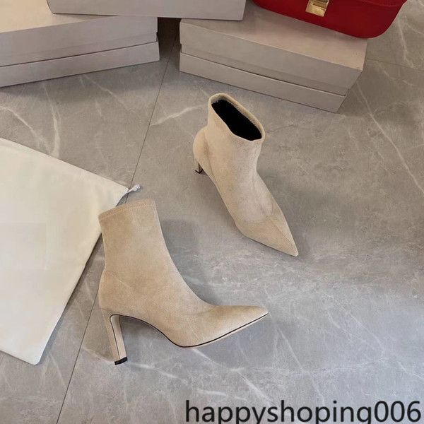 

2021 jc new pointy high-heeled boots with leather outsole suede, Black