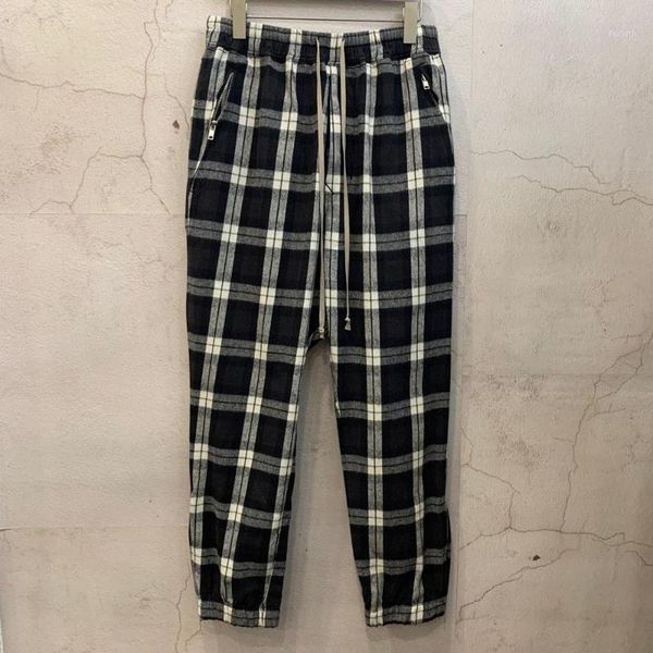 

19ss owen seak men pants woolen gothic men's clothing sweatpants woollen cloth lightweight autumn women solid loose pants1, Black