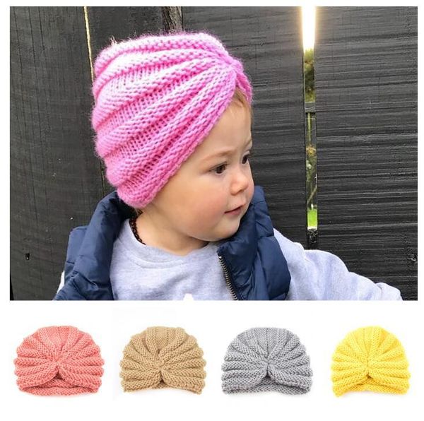 

winter knitted beanies solid colorful warm knitting hat skullies cap for boy girls kg-191
