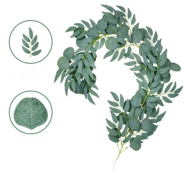 

100cm willow eucalyptus mix rattan wall hanging wedding party decor leaves decoration artificial flowers vine faux foliage