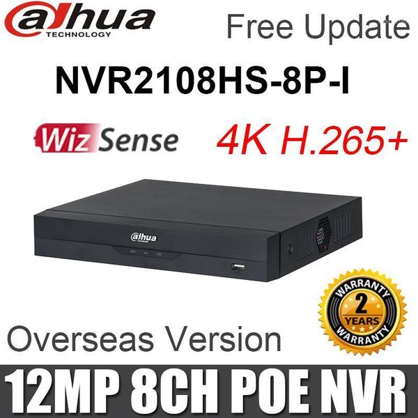 

dahua wizsense 8 channel network video recorder 8ch nvr face detection 8 ports poe nvr2108hs-8p-i1, Black;white