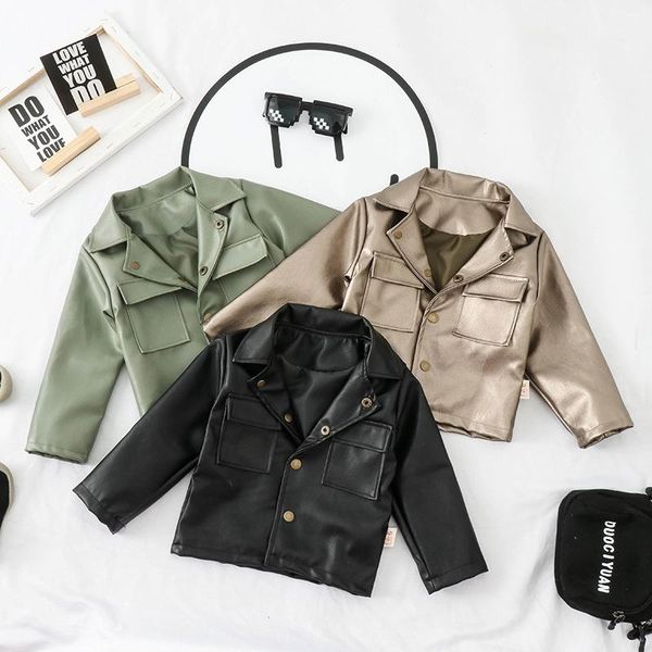 

boys pu jacket spring autumn children's motorcycle leather 1-5 years old fashion color diamond quilted zipper girls coat cool, Blue;gray