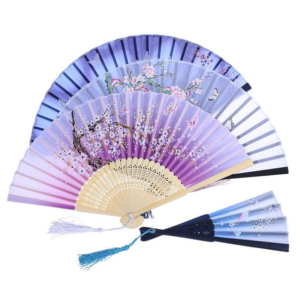 

bamboo lace silk folding hand held fans handmade hollow carved chinese foldable fans for wedding party dance party pocket gifts