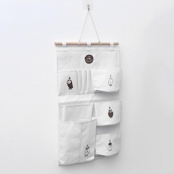

1 pc wall hanging bag household simple multi-pockets storage bag magazine storage pocket home closet bathroom organizer