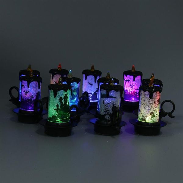 

12 шт. хэллоуин свеча чашки света декоративное светодиодное освещение украшения лампа ночной светильник поставки для бар для барной вечеринк