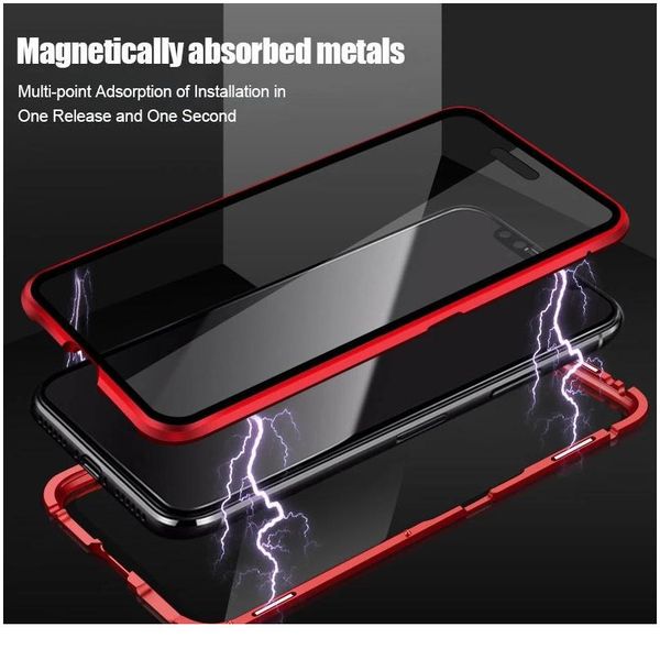 

metal magnetic adsorption case for iphone 12 11 pro max se 2 double sided tempered glass magnet for iphone x jllmmx