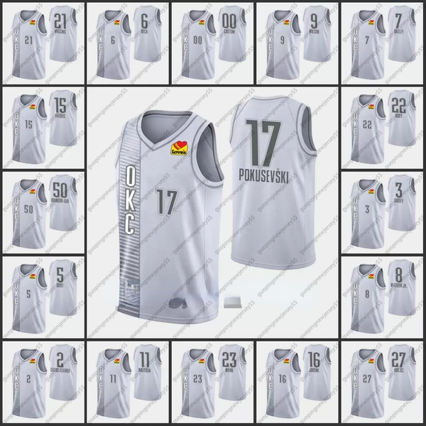 

men city shai gilgeous-alexander tre mann aaron wiggins vit krejci 75th anniversary thunders jerseys, Black;red