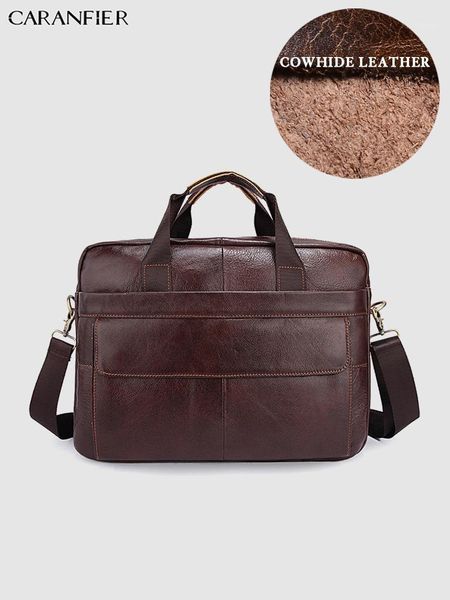 

caranfier mens briefcase genuine leather messenger bags business shoulder crossbody bags laphandbags vintage classic bag1