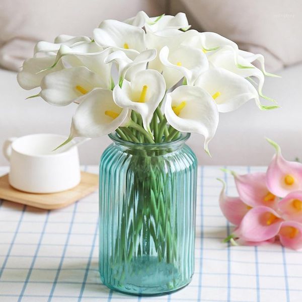 

5/10 heads colorful real touch calla lily artificial flower bouquets wedding home decor diy bridal holding flowers fake flores1