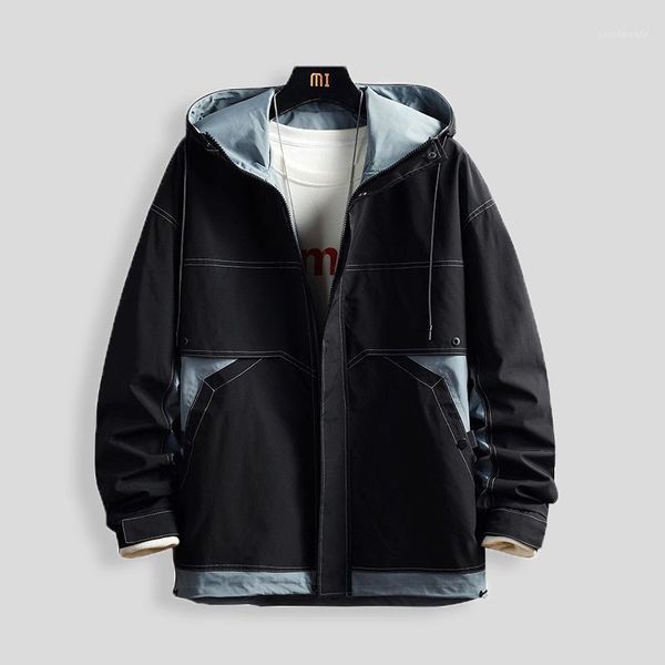 

autumn spring jackets men windbreaker patchwork fashion loose casual jacket thin streetwear loose zipper coats male au-2091, Black;brown