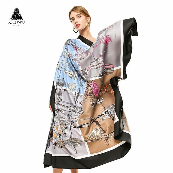 

scarves big square size print scarf fashion women winter wrap, Blue;gray