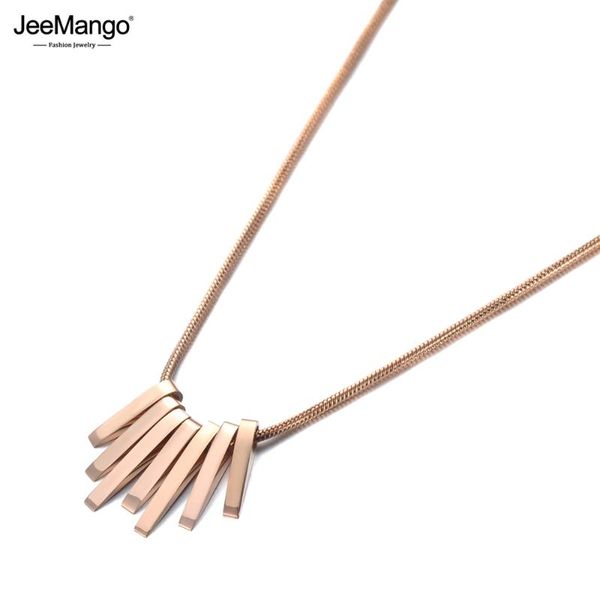 

chains jeemango hyperbole bohemia geometry charm pendant necklaces for women rose gold titanium stainless steel necklace jn19132, Silver