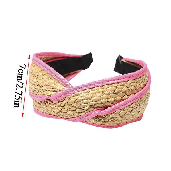 

summer girls wide hair hoop grass weave headwear hair band head band for beach travel women pure color hair accessories q wmteny
