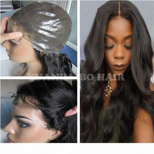

8a 1b body wave brazilian virgin human hair full thin skin wigs ing, Black;brown