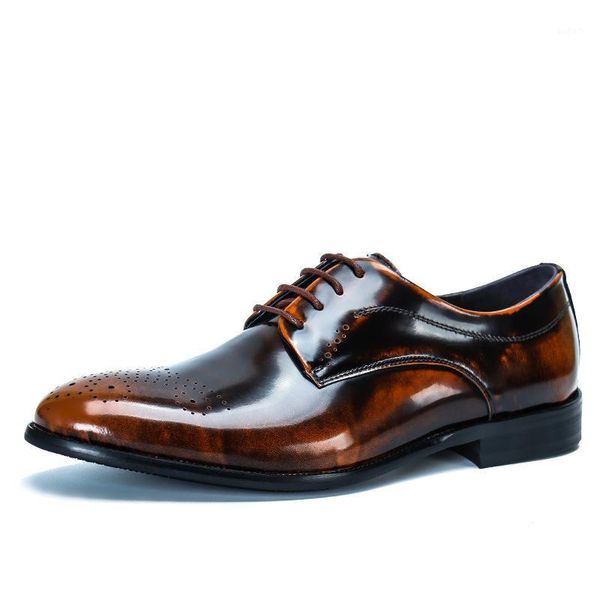 

dress shoes men formal genuine wingtip winter leather oxford pointed toe lace-up oxfords wedding business platform1, Black