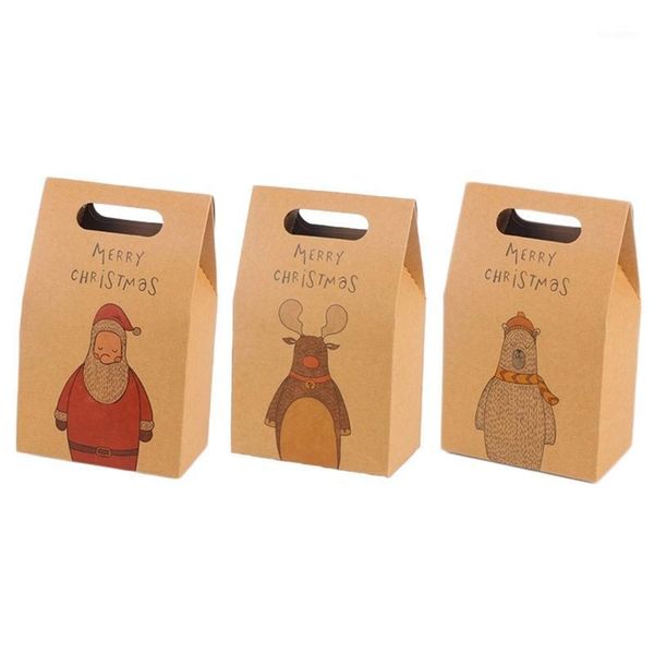 

creative christmas craft paper box concise brown kraft paper bag santa claus christmas gift bag packaging supplies1