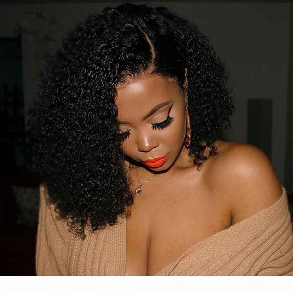 

paff afro kinky curly wig pixie cut short bob wig lace front human hair wigs glueless full lace wig preplucked, Black;brown