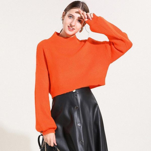 

new fashion short women sweater loose high waist pullover thick knitting clothes femal, White;black