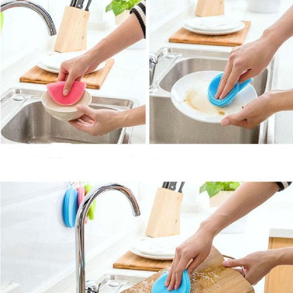 

1pcs sile dish bowl scrubber dirt cleaning kitchen towel for non stick oil cleaning washing tool kitchen cleaning brush h jllvqt
