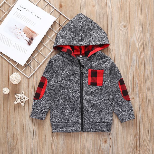 

casual children boys coat hooded for kids zipper sweatershirt baby jacket coat lj201007, Blue;gray