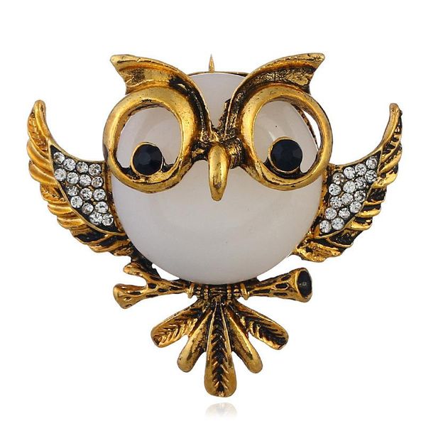 

fashionable european and american fashion dress creative cute animal pin stereo owl brooch, Gray
