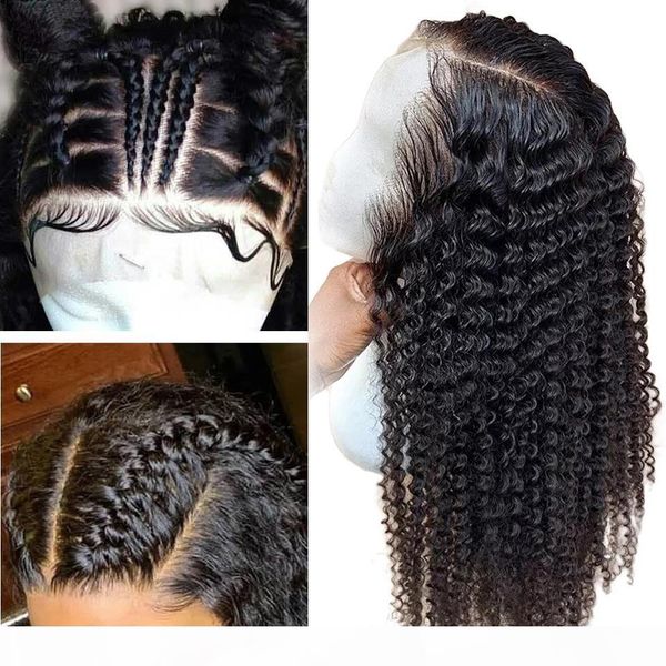 

360 lace frontal wigs 150% density deep wave human wig 360 lace headgea520, Black;brown