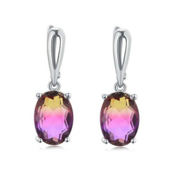 

dangle & chandelier big oval zircon stone earrings for women earring fashion korean simple jewelry, Silver