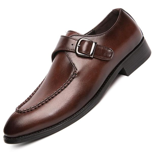 

luxury mens dress shoes italian style elegant gentlemen shoes fashion buckle designer pointed leather oxford brown black